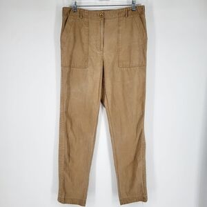 Talbot's Slim Cargo Pants Khaki Tan Straight Leg Stretch Waist Size 10